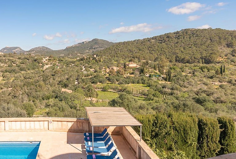 Pool mit Terrasse und Sonnenliegen 