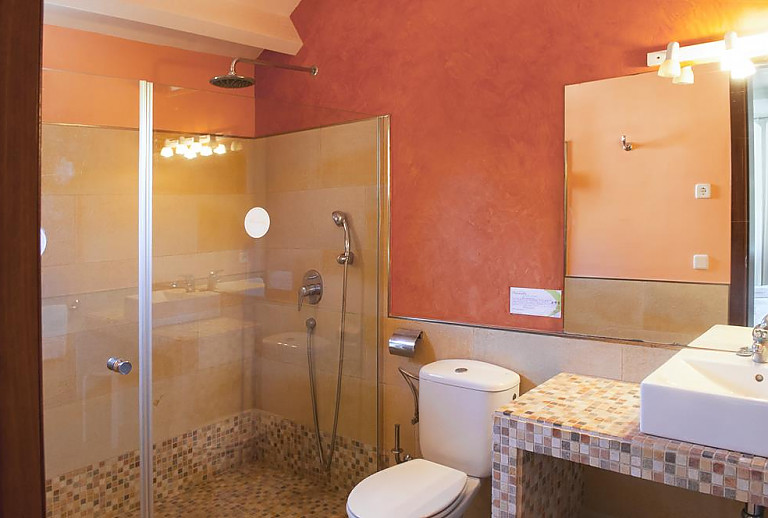 Dusche und WC im Badezimmer