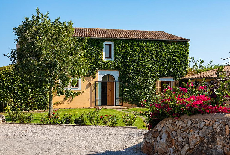 Finca mit Pflanzen und Parkplatz