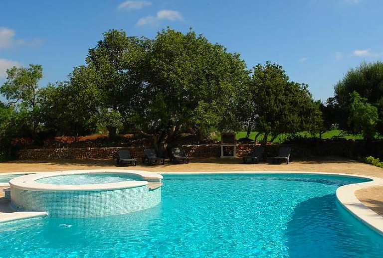 Bäume im Garten der Finca mit Pool 