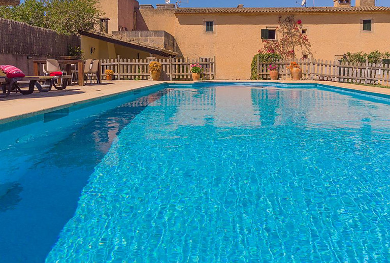 Topfpflanzen am Pool vor der Finca