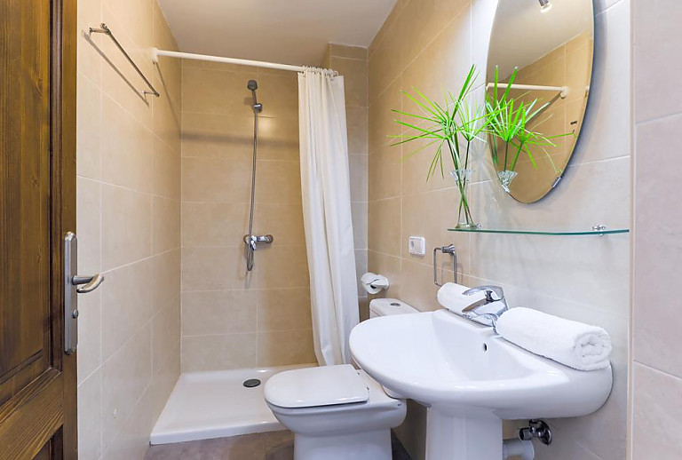Dusche und WC im Bad