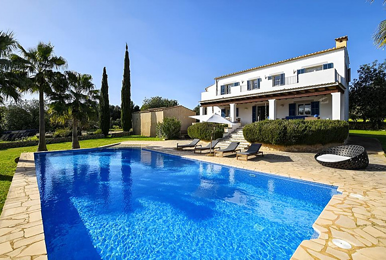 Palmen am Pool vor der Finca
