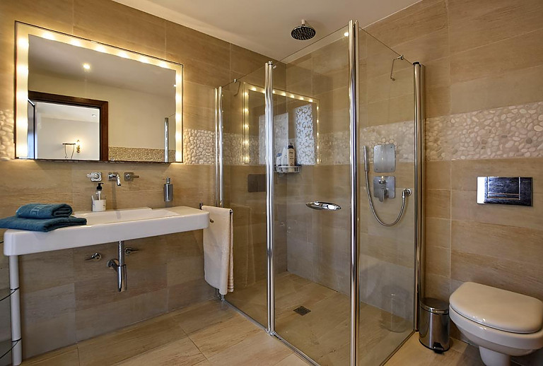 Dusche und WC im Bad